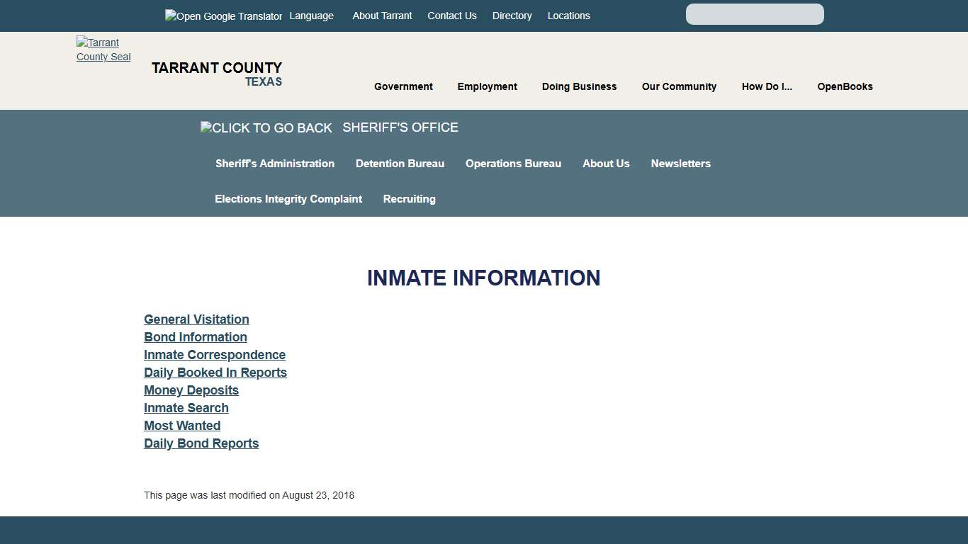 Inmate Information